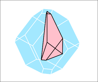 Two 3D geometric shapes, one nested within the other